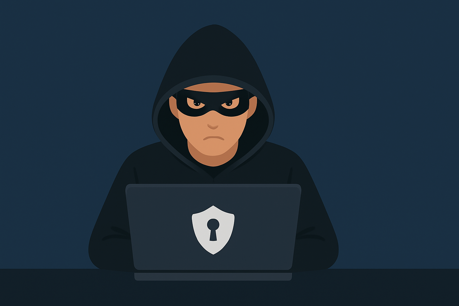 Fraudster at computer
